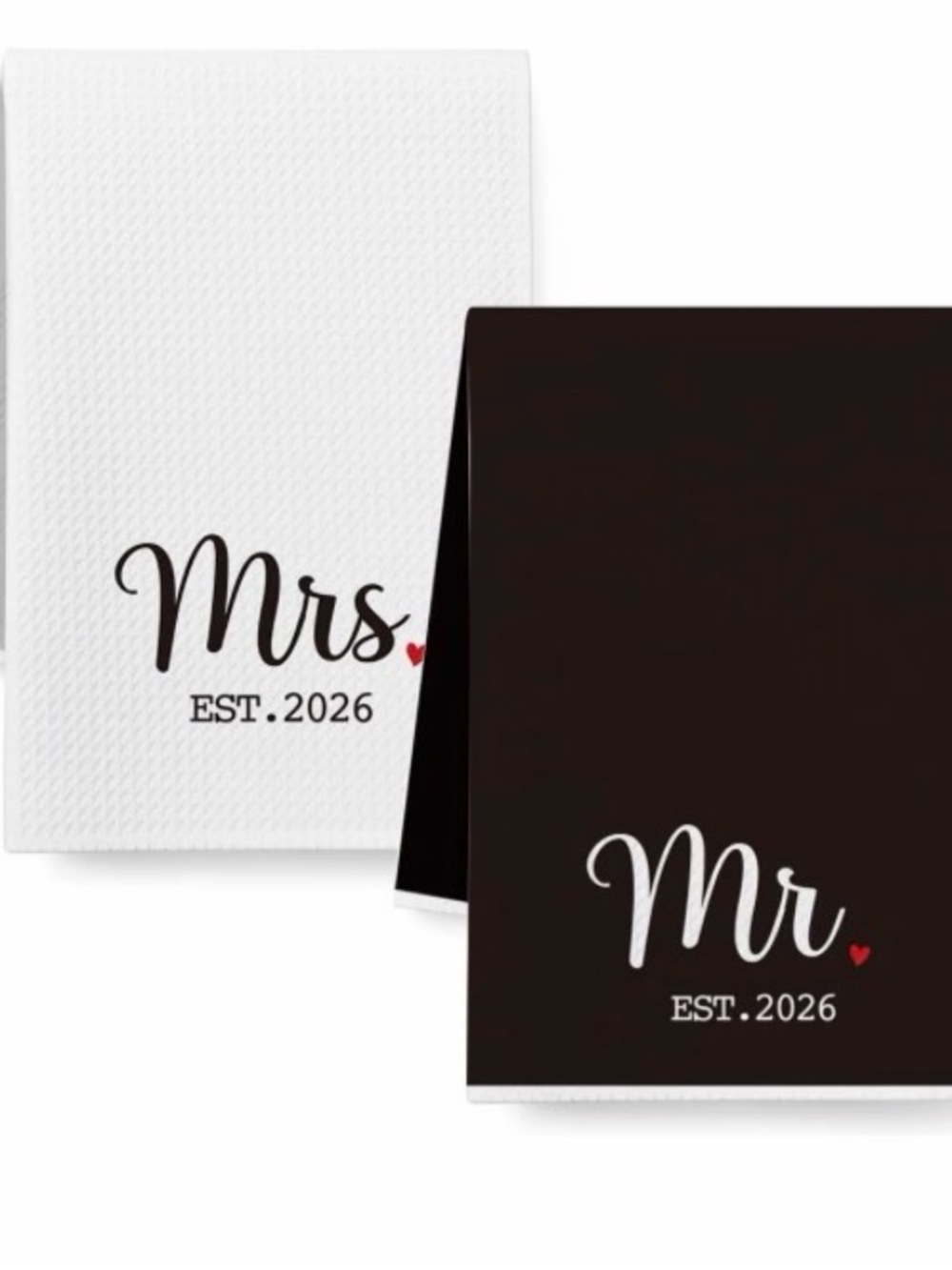 Kitchen Hand Towels - White with Black Mr. & Mrs. 2026